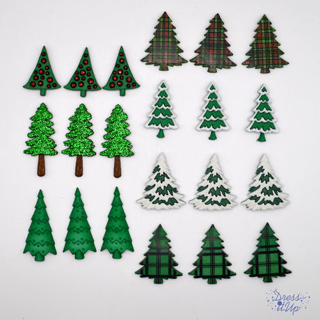 Evergreen Forest Super Value Pack, 21pcs Trees Nature Outdoors Winter Buttons