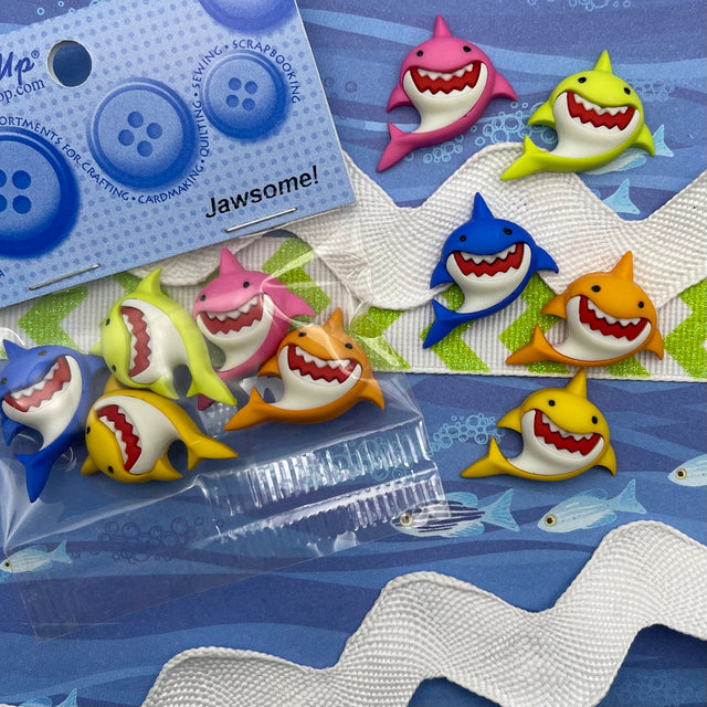 Jawsome Multi Color Ocean Shark Buttons