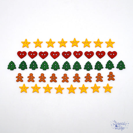 Itty Bitty Cutout Cookies 2-Hole Holiday Shape Sew Thru Buttons