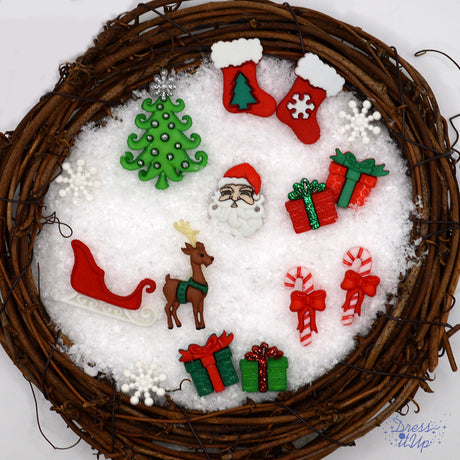 Night Before Christmas, 15pcs Shank Back Sewing Embellishments Winter Holiday Themed