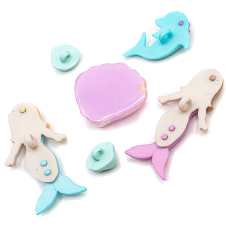Splish Splash Mermaid Dolphin Ocean Themed Buttons