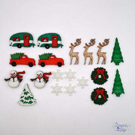Winter Joy Super Value Pack, 19pcs Outdoor Themed Buttons