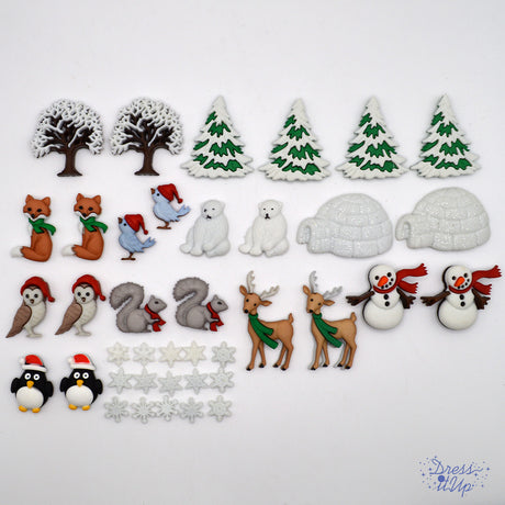 Winter Wonderland Super Value Pack, 30pcs+ Outdoor Nature Themed Buttons