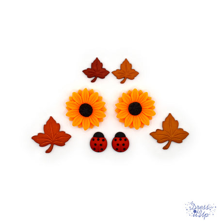 embellishments pack of ladybugs, fall leaves, and sunflowers for DIY crafting and home decor ideas