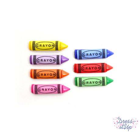 Bright color crayon shaped buttons add to school projects and children's crafts