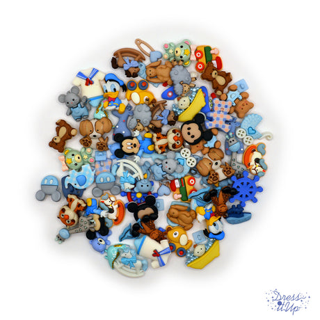 Huge pack of blue and nursery themed buttons and embellishments 