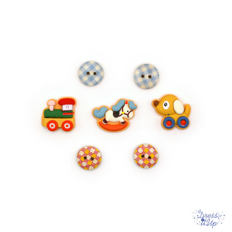 Features a train, rocking horse and wheely dog perfect for nursery projects