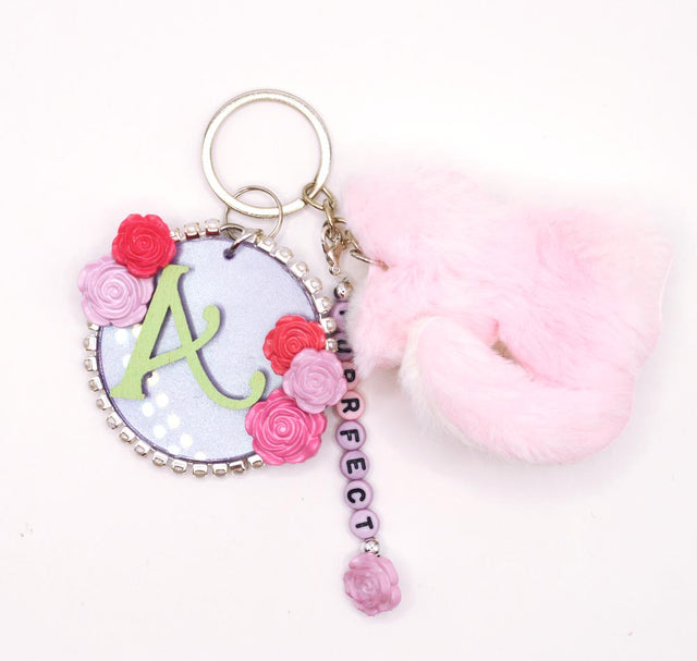 pink cat themed keychain craft idea for children