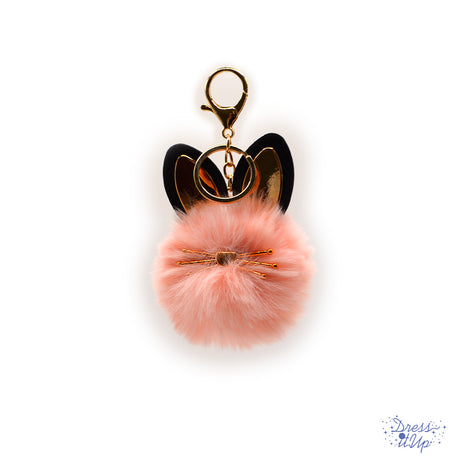 Fluffy cat keychain adds to bags and keychain projects