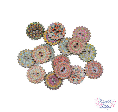 Tiny Chic Wood Buttons Bohemian Inspired 2-Hole Buttons