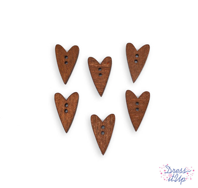 Chocolate Wood Hearts 2-Hole Buttons