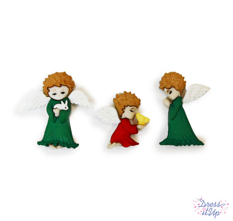 Angels in red and green gowns add to holiday projects