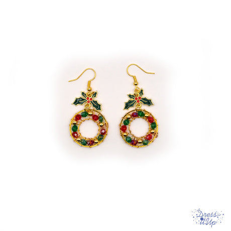  Featuring alloy enamel holly leaves and vibrant red and green accents