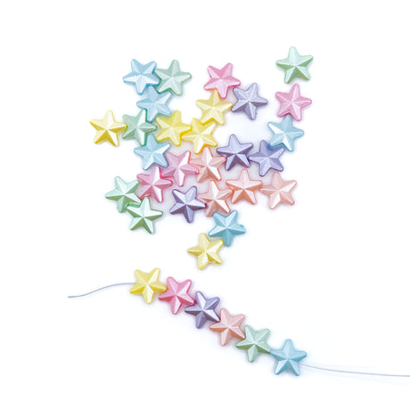Shimmery plastic star beads for crafting