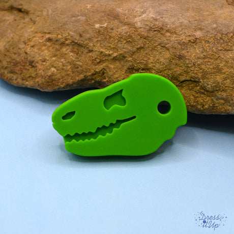 green dino skull silicone bead for jewelry making