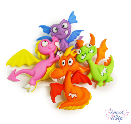 Bright color cartoon-ish dragons perfect for children's crafts