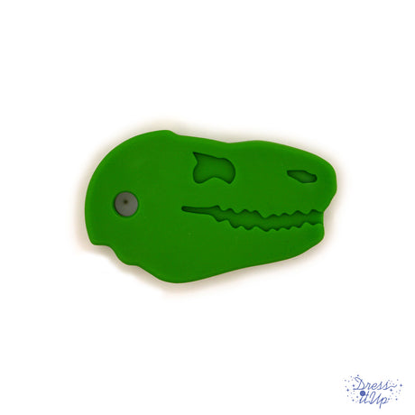 dinosaur skull silicone bead in green