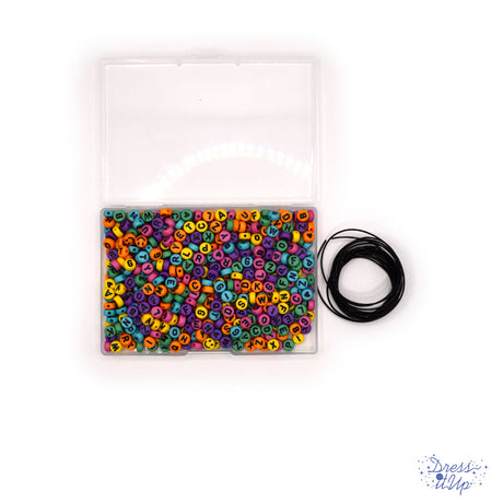 bright rainbow letter beads with elastic cord kit for jewelry making