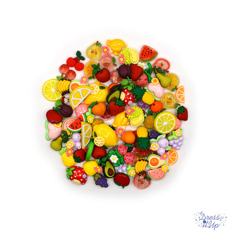 Assortment of fruit themed craft embellishments 