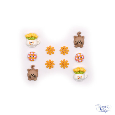 cat, slower, and round sewing buttons for crafting