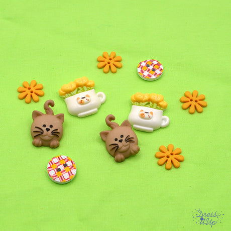 cat, slower, and round sewing buttons for crafting