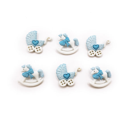 Baby boy rocking horse and pram for baby shower themed crafts and diy decor