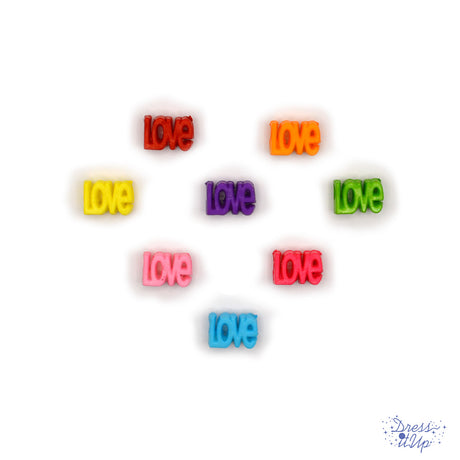 LOVE-shaped beads in vibrant colors for jewelry and crafting