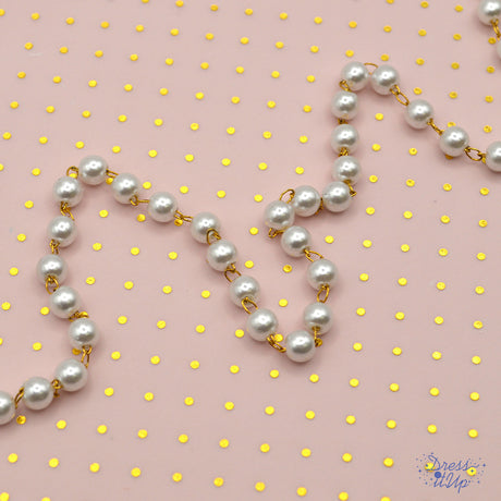 Brass chain with real 18K gold plating and ABS plastic pearls