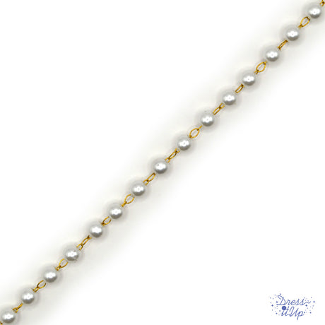Brass chain with real 18K gold plating and ABS plastic pearls by Dress It Up Buttons