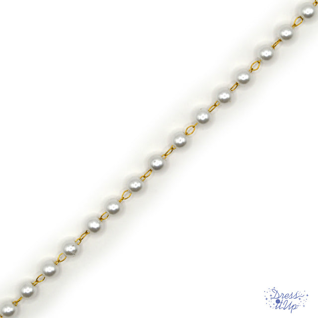 Brass chain with real 18K gold plating and ABS plastic pearls by Dress It Up Buttons