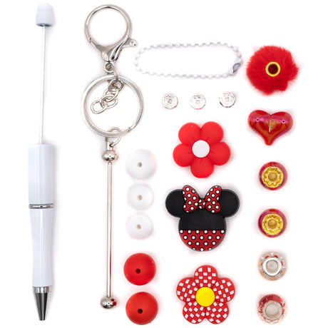Create your own magical accessories with this beadable keychain kit featuring large-hole beads, themed silicone focals, and a soft pom pom accent. 