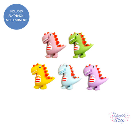Pastel Dinos Animal Children Themed Flat Back Embellishments
