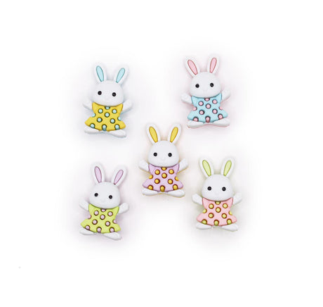 pastel bunnies in polka dot dresses for Easter, Spring or girl craft projects