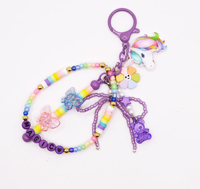 pastel unicorn themed bag charm craft idea for kids