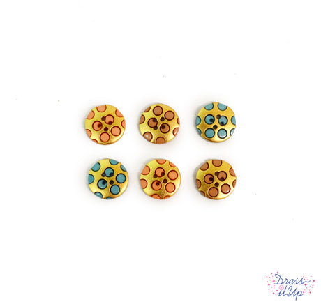 Round 4-hole polka dot buttons inspired by the deserts of Arizona add to sewing and crafts