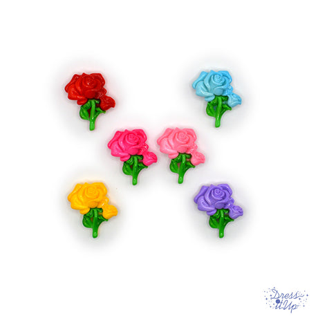Six multi color roses flat-back embellishments for crafting