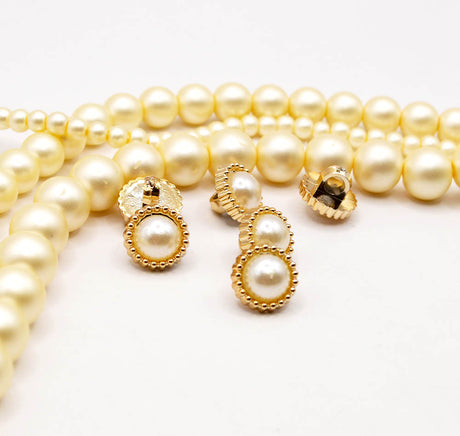 vintage pearl and metallic gold buttons for sewing and DIY craft projects