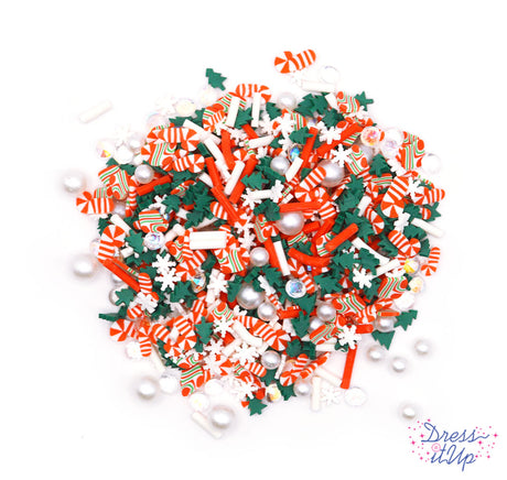 Bead shakers featuring candy canes, pine trees and snowflakes