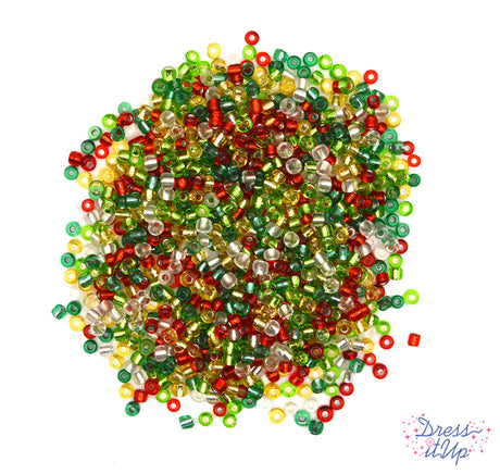 Mix of seed beads in fruitcake inspired colors