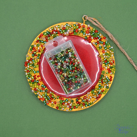Mix of seed beads in fruitcake inspired colors