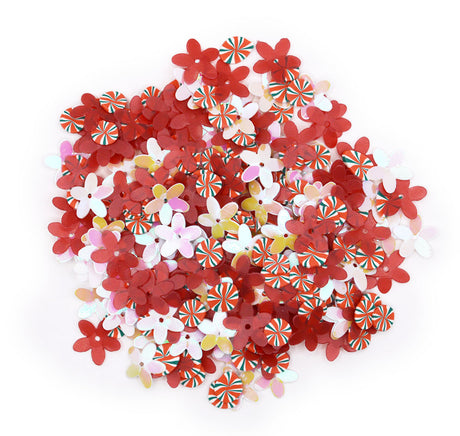 Each mix includes round sequins, flower sequins, and candy slices.