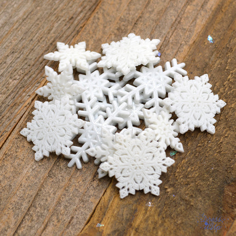 Crisp white snowflakes add to winter crafting