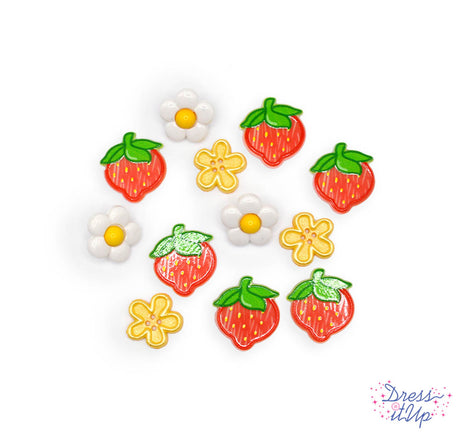 Strawberry Harvest Resin Garden Spring Summer Themed Embellishments