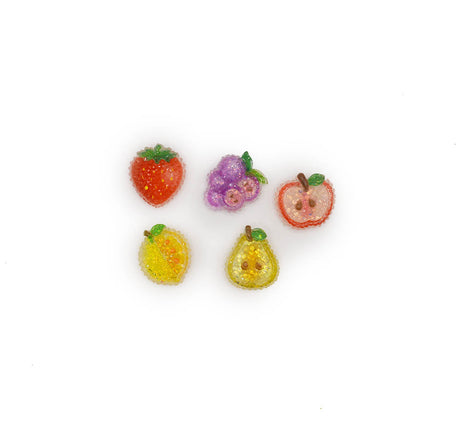 Five glitter resin summer fruit for crafting. Flat back embellishments for girls crafts