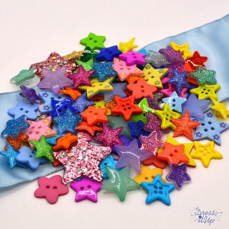 80 piece assortment of star buttons and embellishments for crafting and sewing