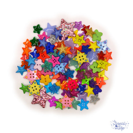 Multi color star buttons and embellishments perfect for crafting