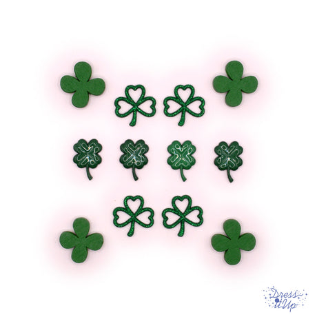 Collection of green shamrocks shank-back and flat-back embellishments