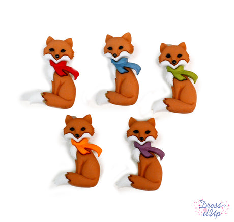 Foxes in colorful scarves add to winter and animal themed crafts