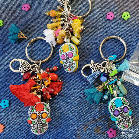 Fun keychain project featuring Day of the Dead sugar skulls