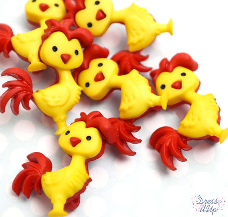 Bright yellow funky chickens add to farm and barnyard projects